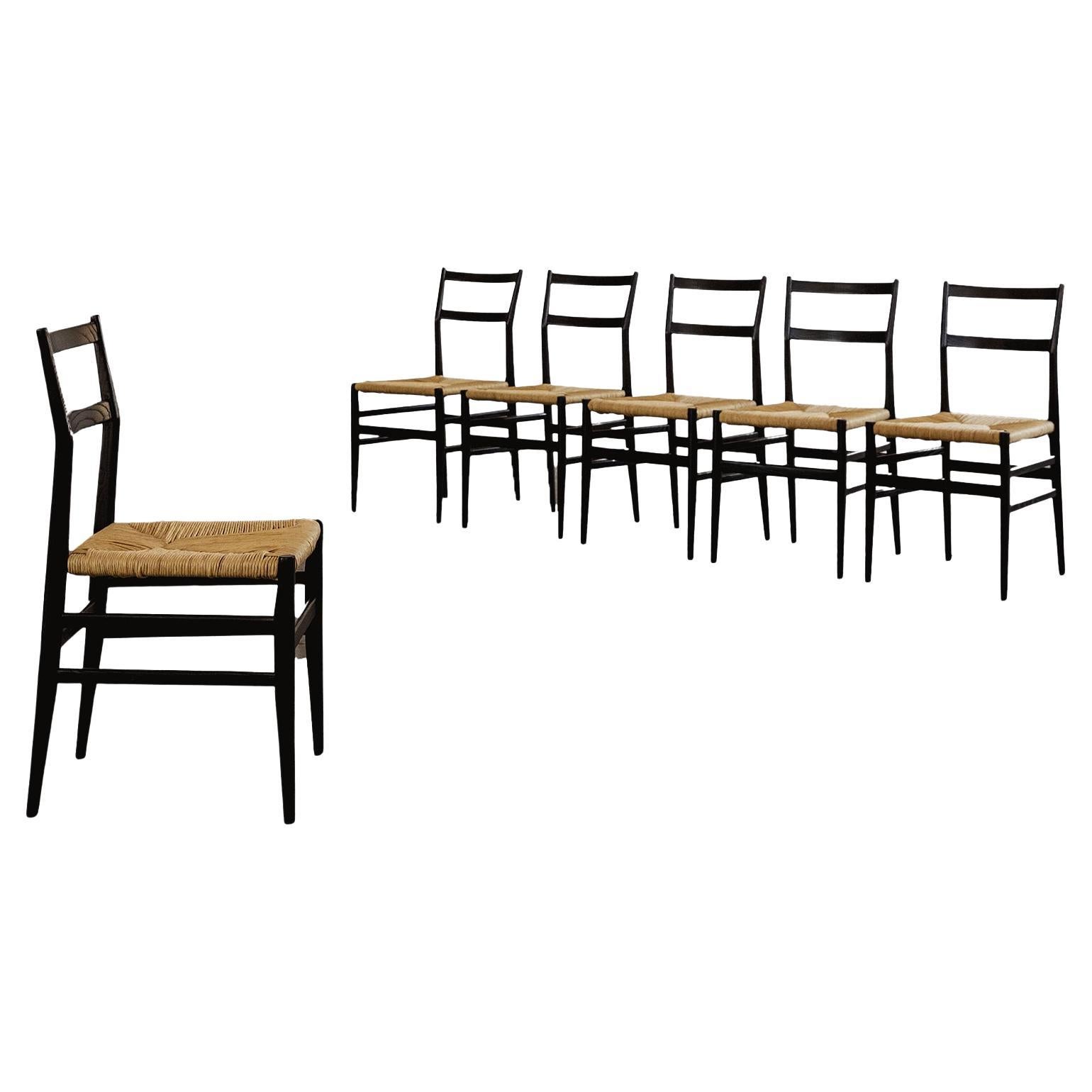 Gio Ponti 646 "Leggera" Dining Chairs for Cassina, 1952, Set of 6
