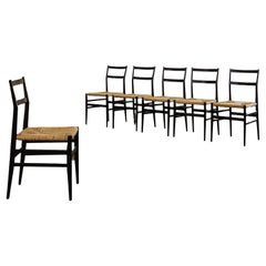 Gio Ponti 646 "Leggera" Dining Chairs for Cassina, 1952, Set of 6