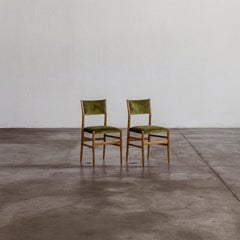 Chaises de salle à manger Gio Ponti 646 "Leggera" pour Cassina, velours vert, 1952, lot de 2