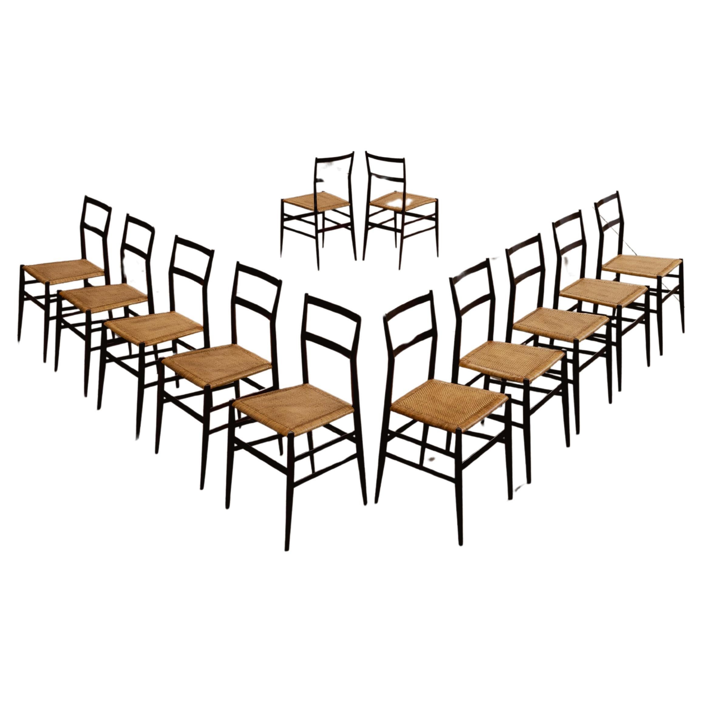 Gio Ponti 699 “Superleggera” Dining Chairs for Cassina, 1957, Set of 12
