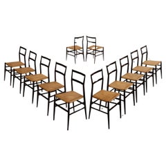 Sedie da pranzo Gio Ponti 699 "Superleggera" per Cassina, 1957, set da 12