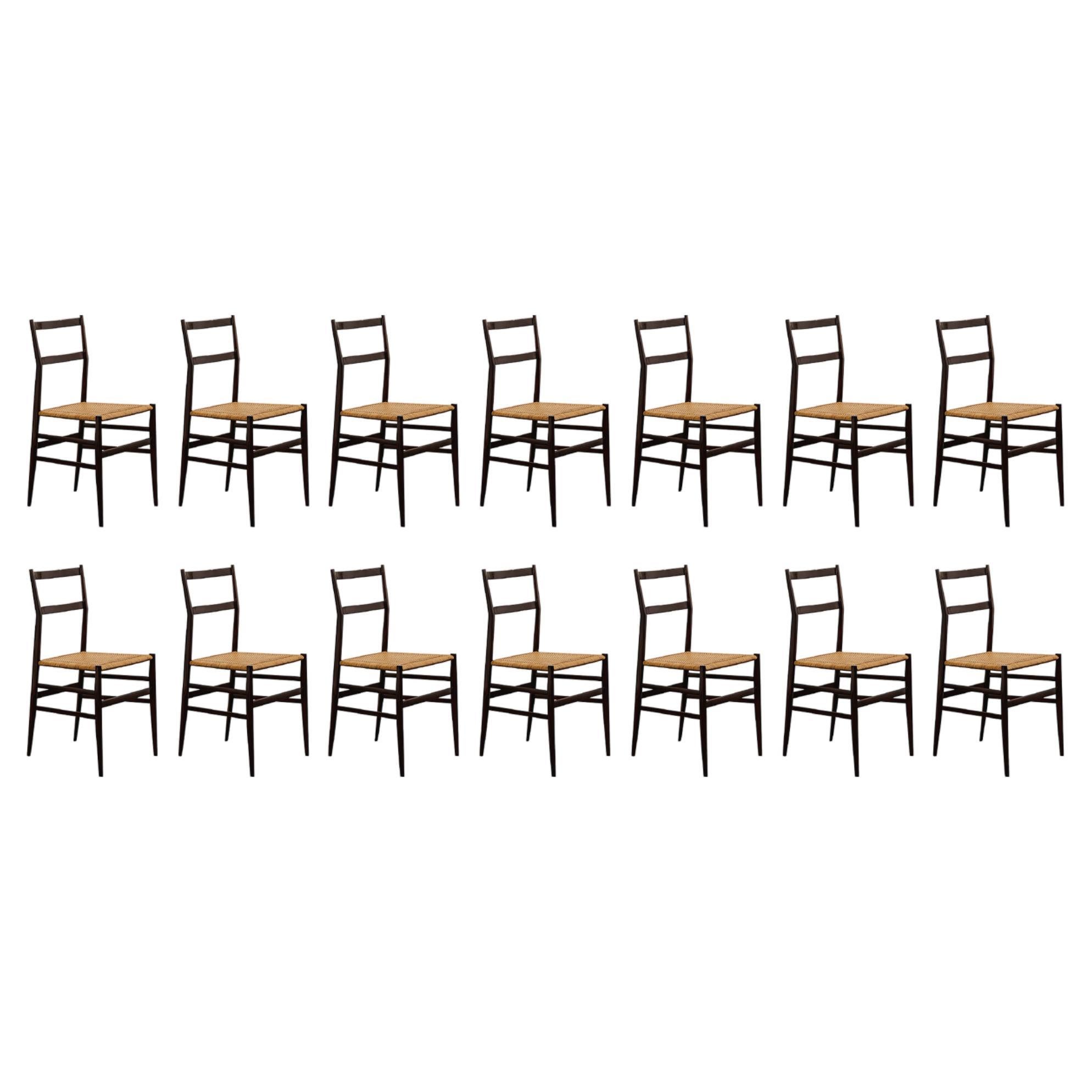 Gio Ponti 699 “Superleggera” Dining Chairs for Cassina, 1957, Set of 14