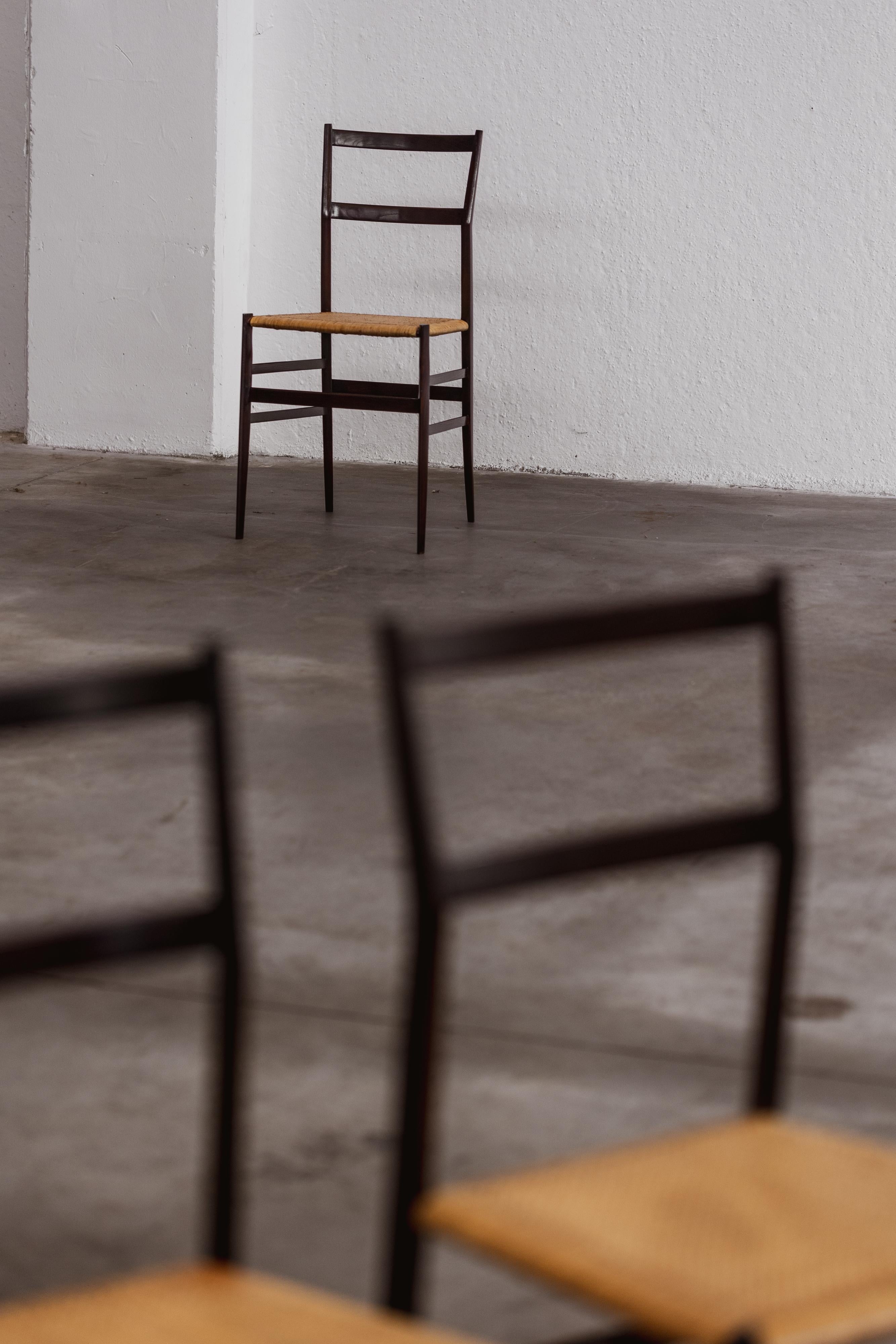 Chaises de salle à manger Superleggera de Gio Ponti 699 pour Cassina, 1957, lot de 4 en vente 6