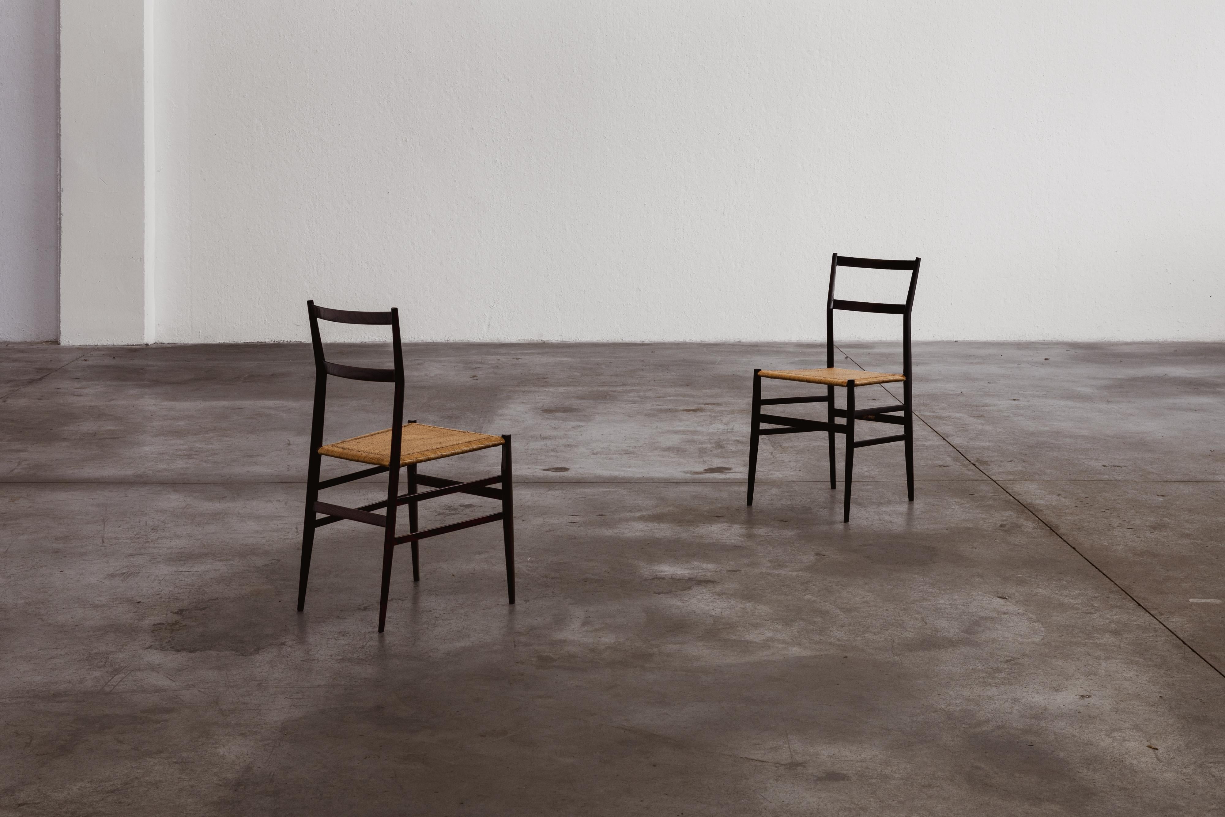 Italian Gio Ponti 699 “Superleggera” Dining Chairs for Cassina, 1957, Set of 6 For Sale