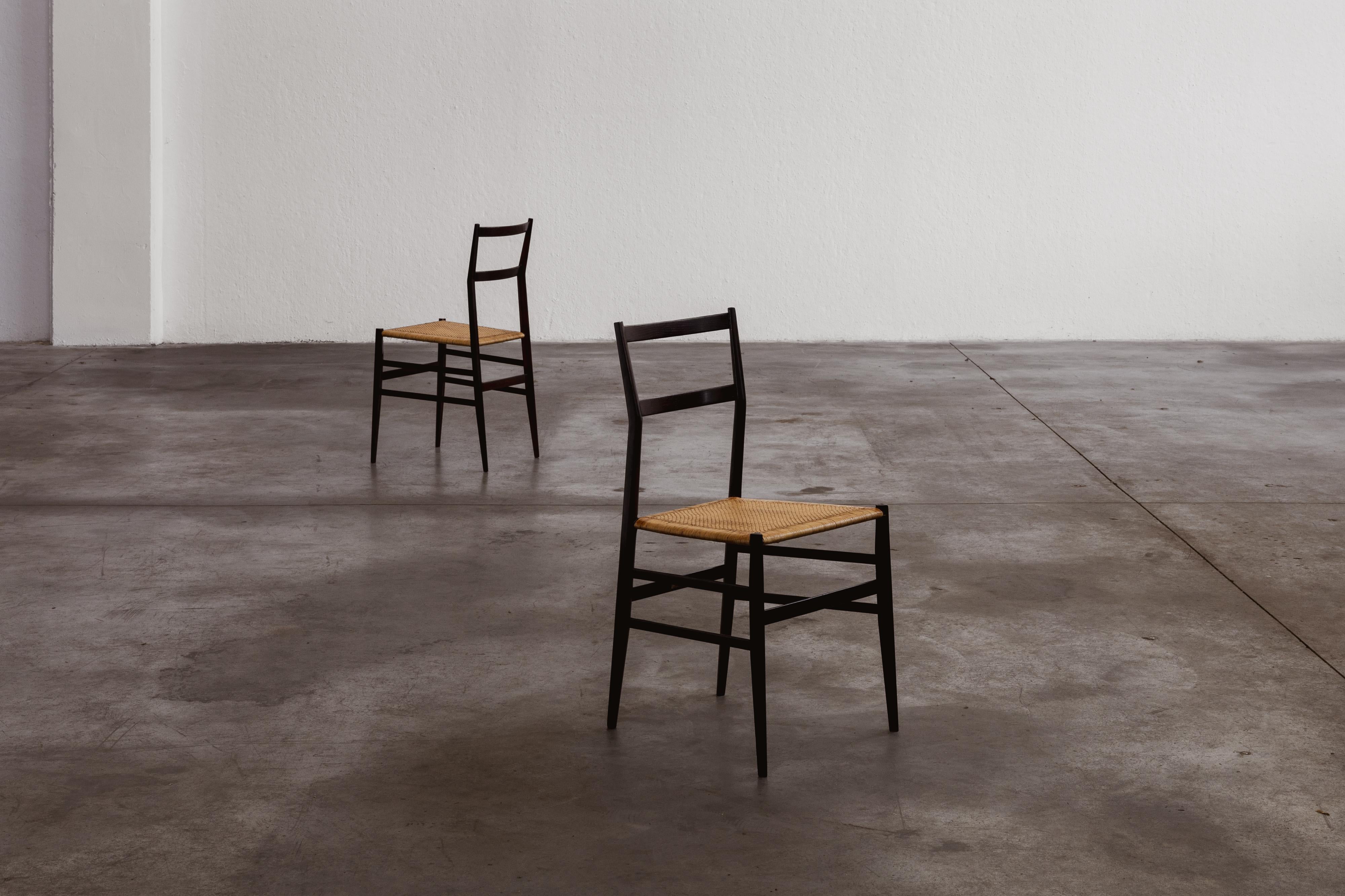 Rope Gio Ponti 699 “Superleggera” Dining Chairs for Cassina, 1957, Set of 6 For Sale