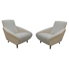 Gio Ponti 806 Style Pair of Armchairs in Wool