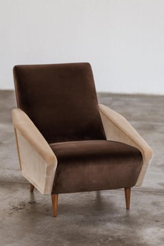 Gio Ponti "807 Distex" Lounge Chair for Cassina, Camel and Brown Velvet, 1953