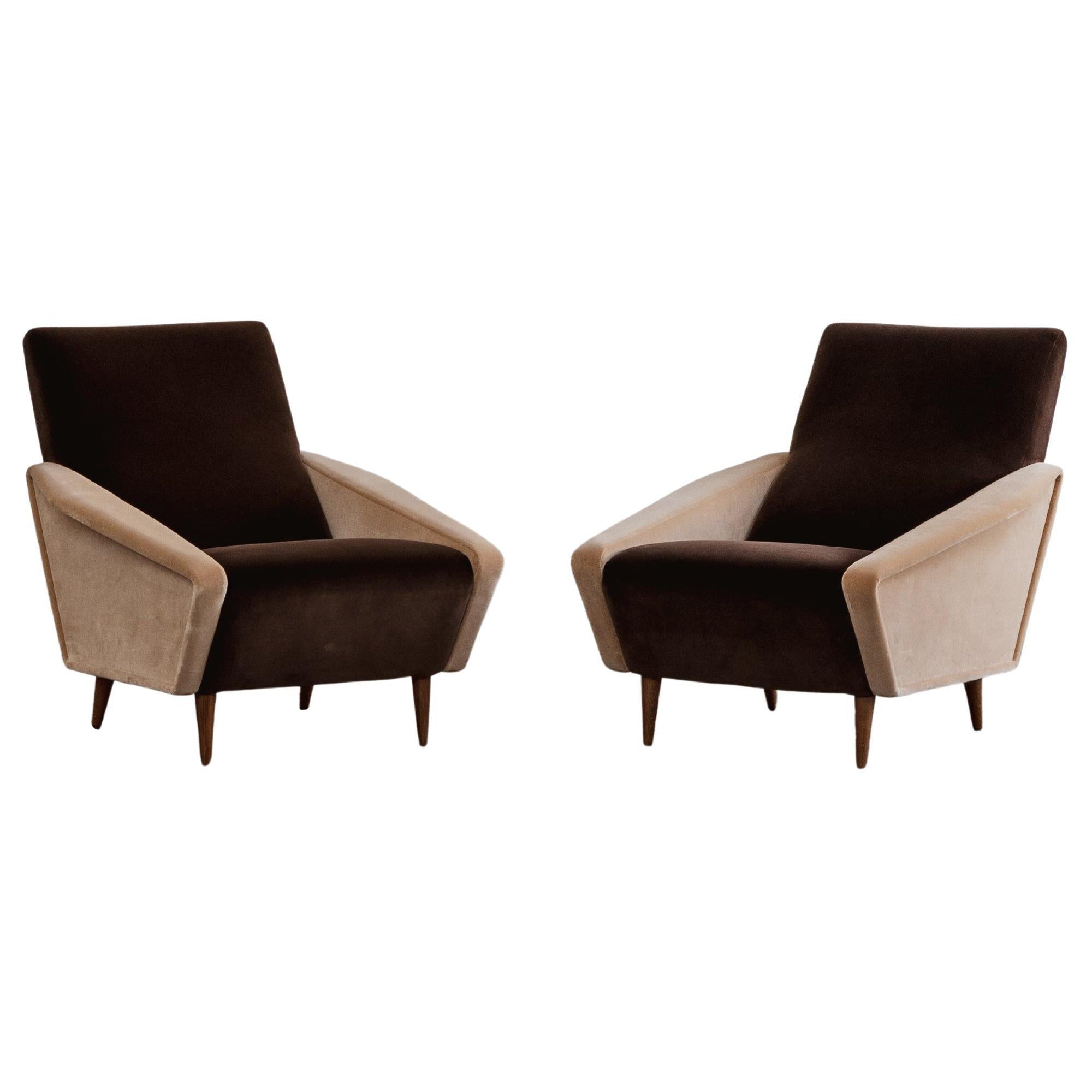 Gio Ponti "807 Distex" per Cassina, Velluto, 1953, Set di 2 sedie da salotto