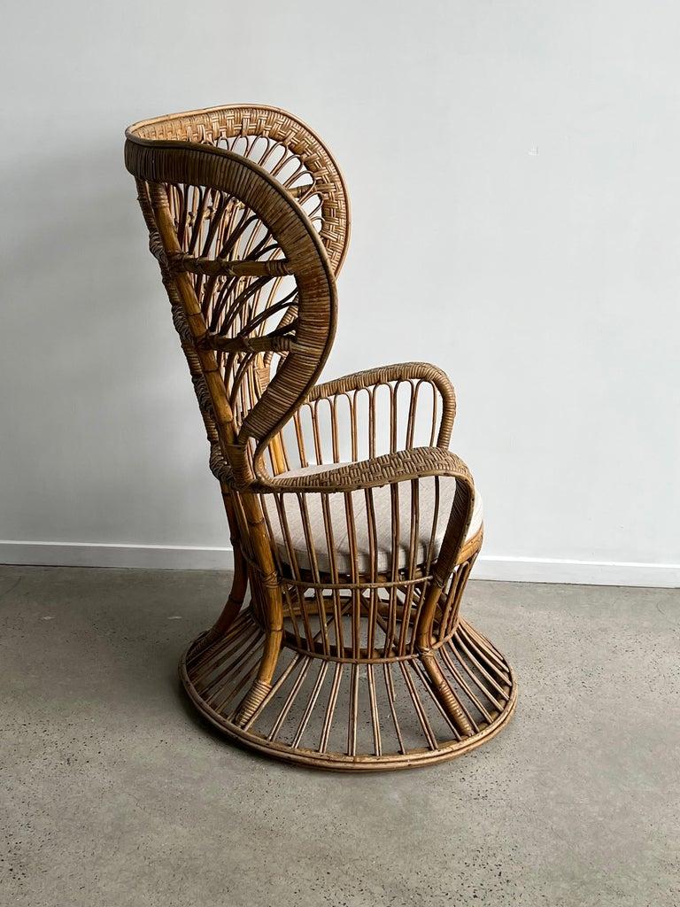 Mid-Century Modern Gio Ponti and Carminati Bamboo Italian Peacock Chair 1950s  For Sale