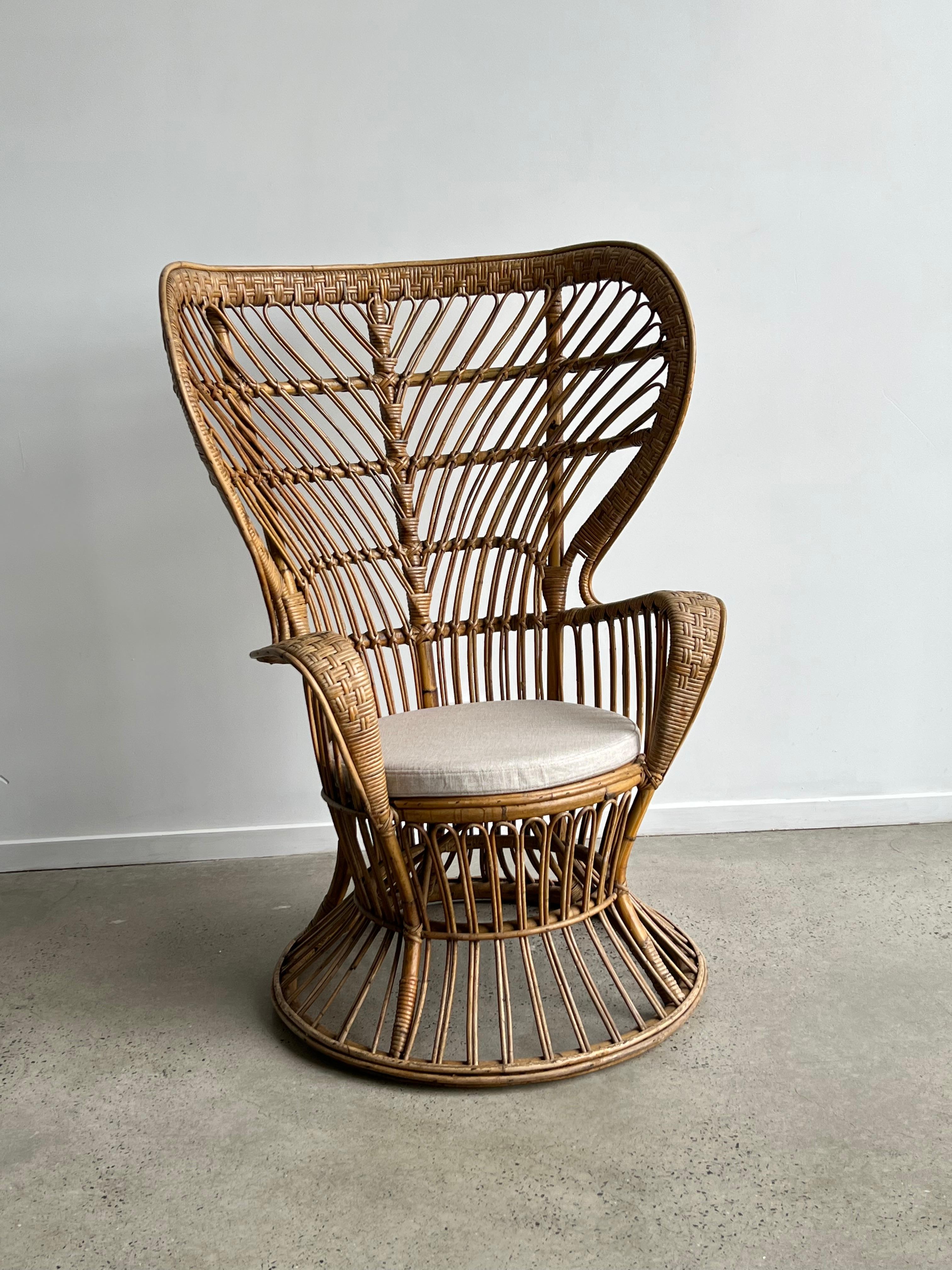 Gio Ponti and Carminati Bamboo Italian Peacock Chair 1950s  In Good Condition In Byron Bay, NSW