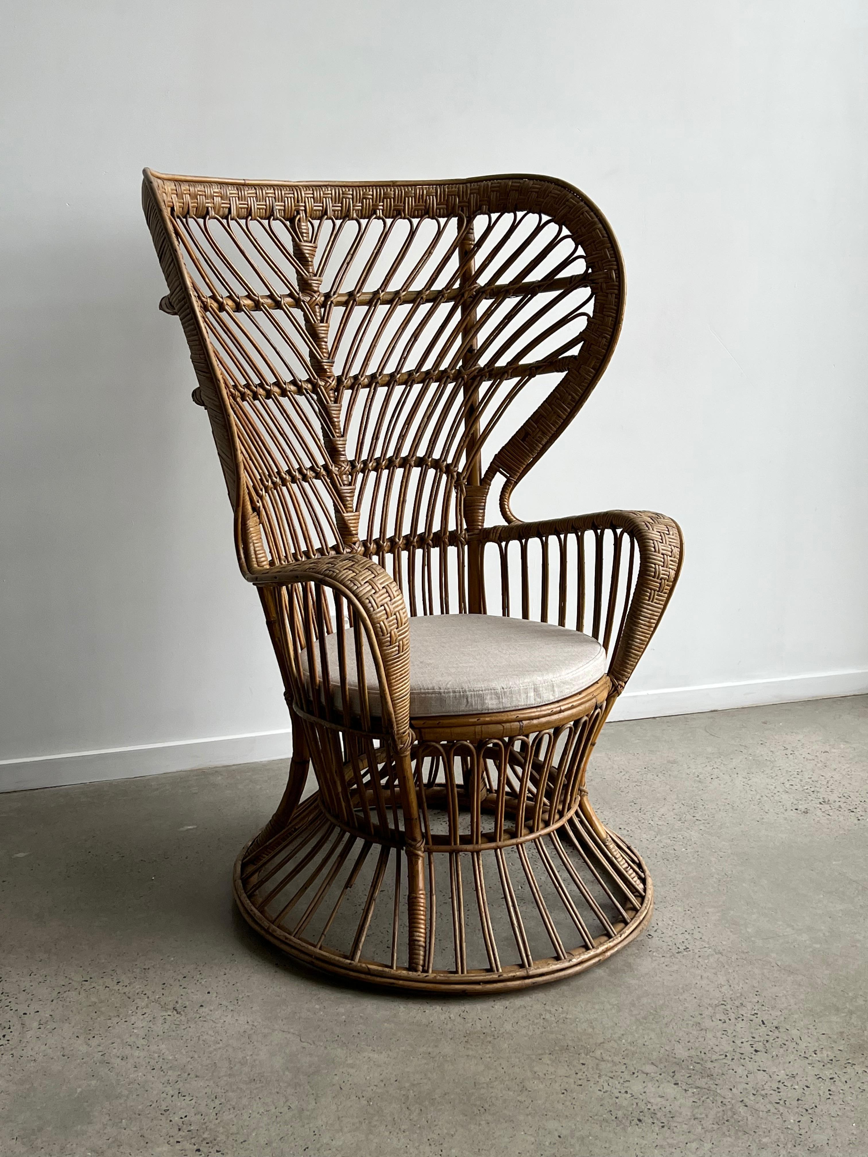 Mid-20th Century Gio Ponti and Carminati Bamboo Italian Peacock Chair 1950s 