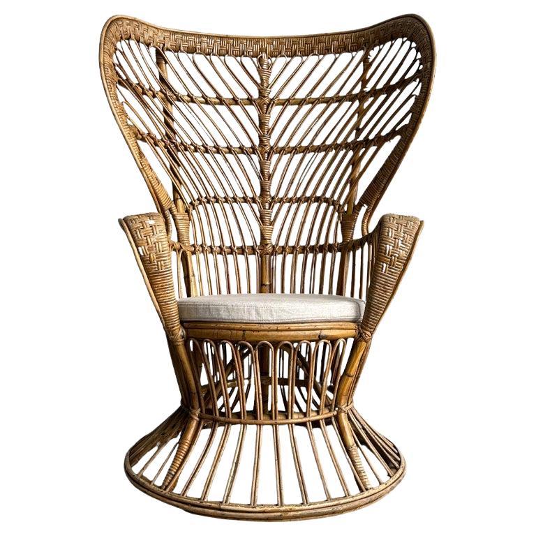 Gio Ponti and Carminati Bamboo Italian Peacock Chair 1950s  For Sale