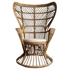 Gio Ponti and Carminati Bamboo Italian Peacock Chair 1950s 