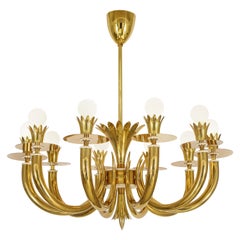 Gio Ponti and Emilio Lancia Rare 10-Arm Chandelier