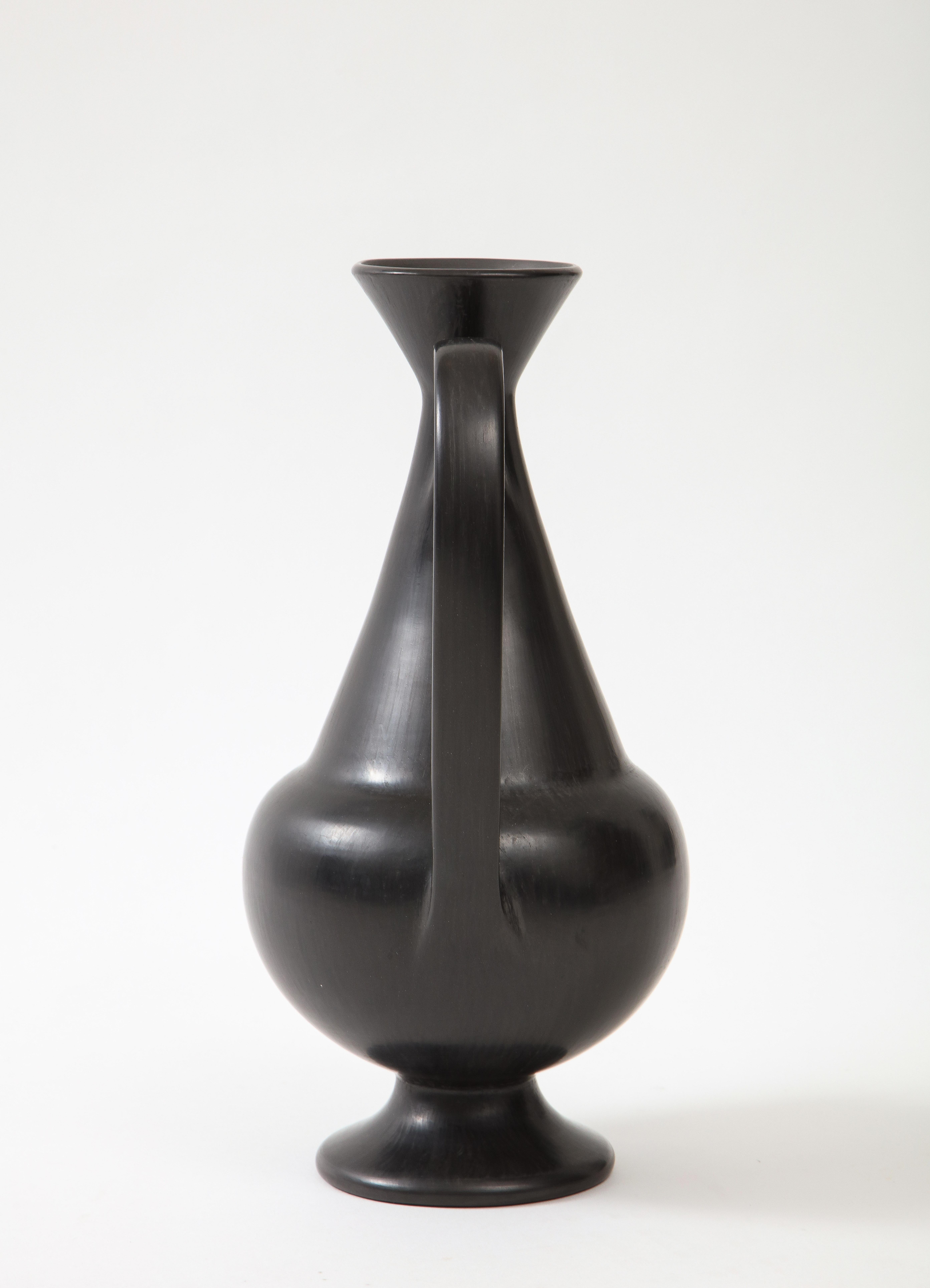 Mid-Century Modern Gio Ponti and Carlo Alberto Rossi Rare Bucchero Ceramic Vase, Italy, 1950s For Sale