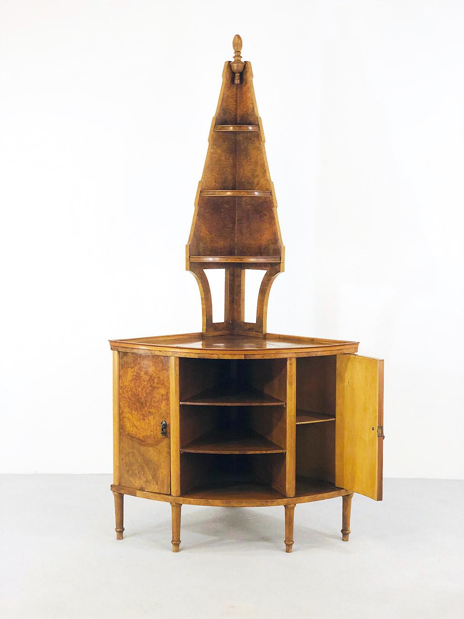 Early 20th Century Gio Ponti Angular Cabinet Walnut Art Deco Execution Paolo Lietti, Cantù of 1925