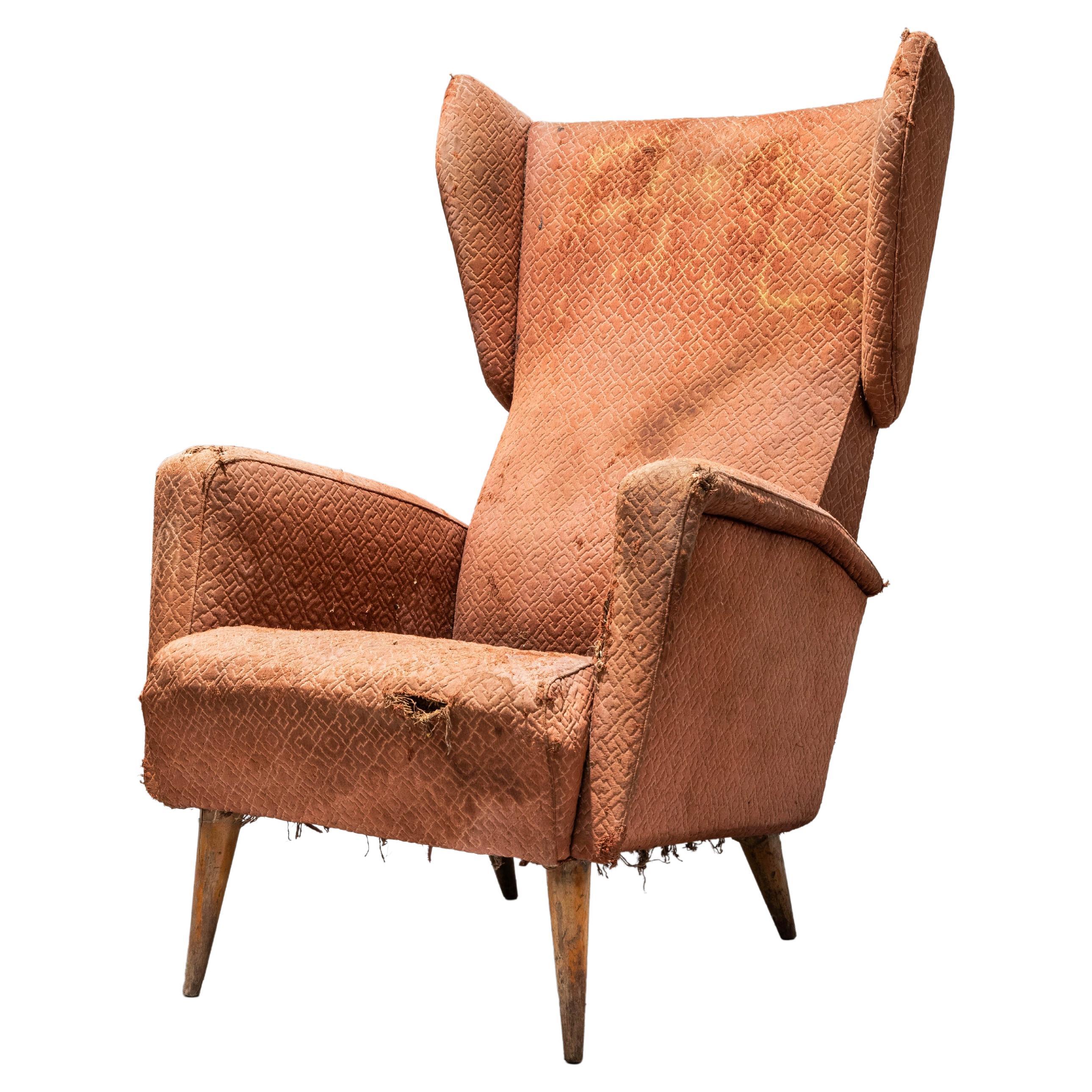 Gio Ponti Armchair 820 for Hotel Royal Napoli in Wood and Fabric, Italy, 1953 For Sale