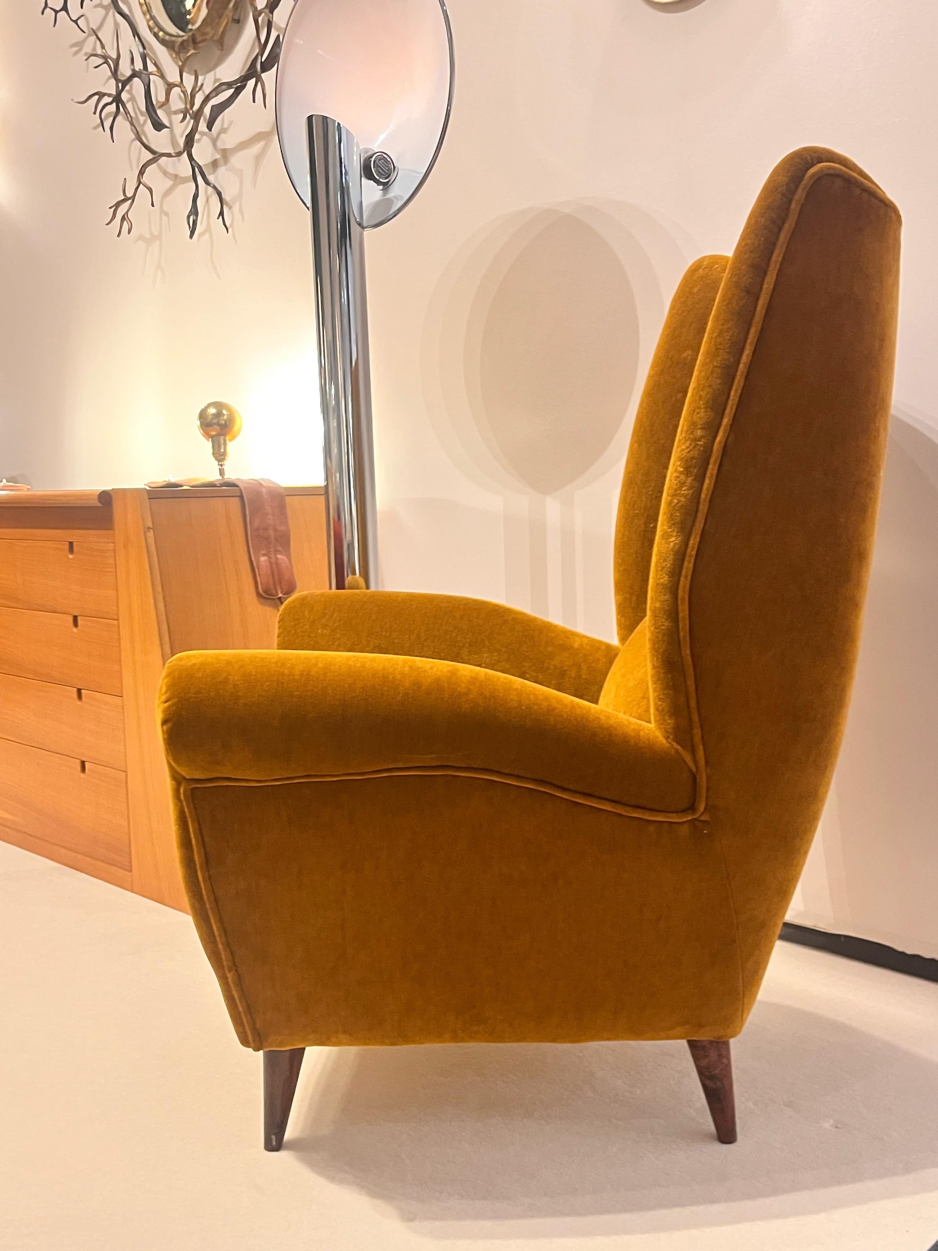 italien Fauteuils Gio Ponti, circa 1940 - Wood & Mohair Velvet, Certificat inclus en vente