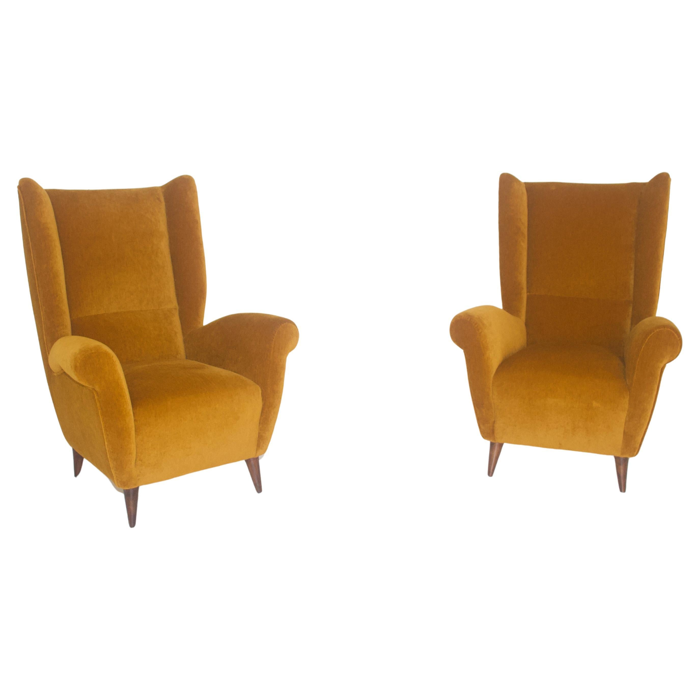 Fauteuils Gio Ponti, circa 1940 - Wood & Mohair Velvet, Certificat inclus en vente