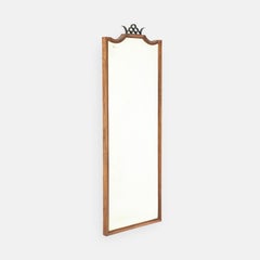 Gio Ponti Art Deco Carved Walnut Full Length Beveled Wall Mirror 1930s