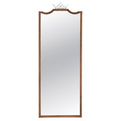Gio Ponti Art Deco Carved Walnut Full Length Beveled Wall Mirror 1930s