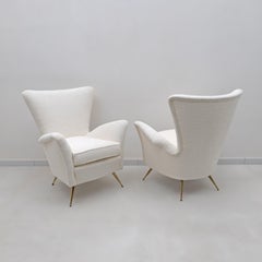 Gio Ponti Art Dèco Italian Lounge Armchair from Hotel Bristol Merano, 50s, Pair