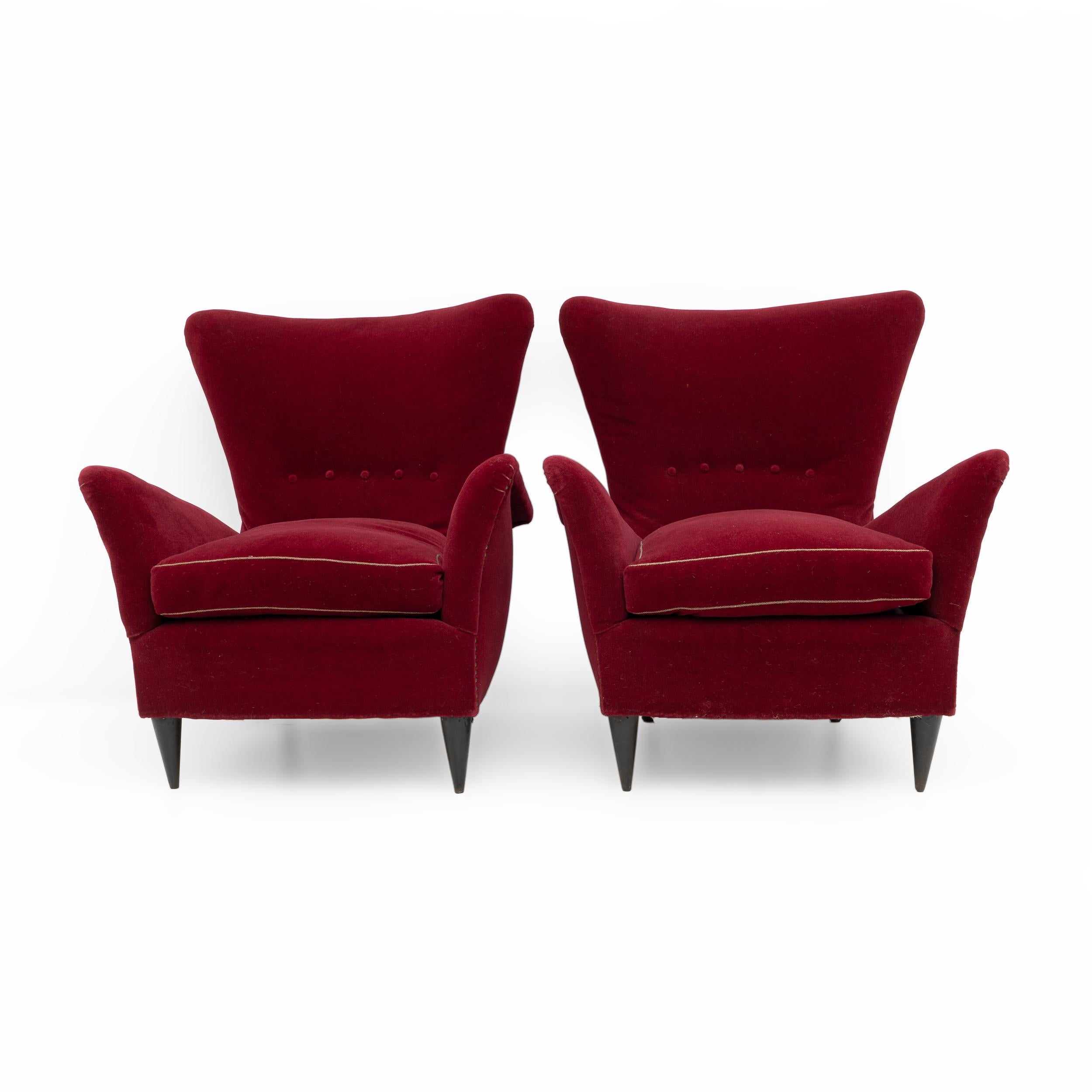 Gio Ponti Art Dèco Italienischer Loungesessel aus dem Hotel Bristol Merano, 50er Jahre 1