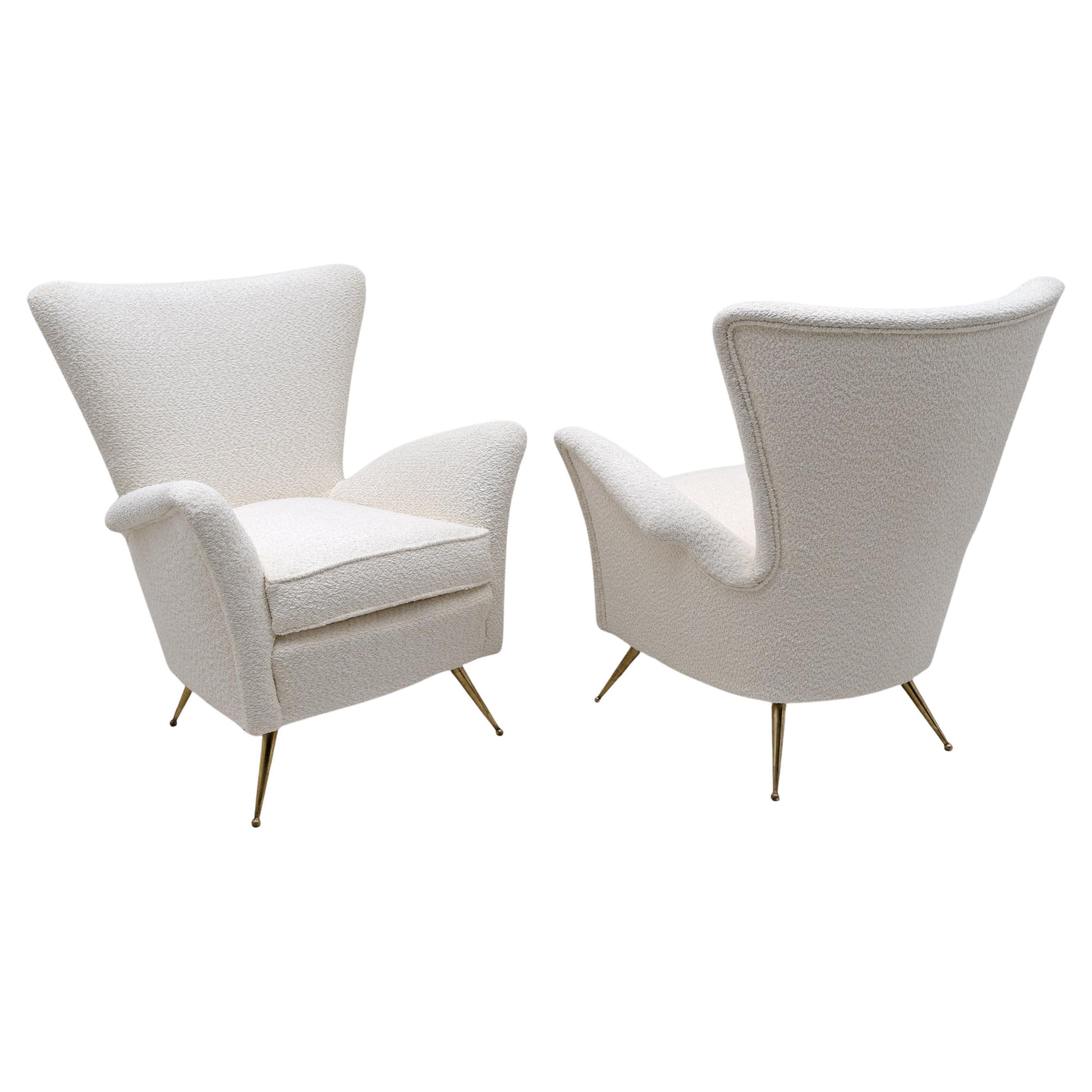 Gio Ponti Art Dèco Italian Lounge Armchair from Hotel Bristol Merano, 50s, Pair