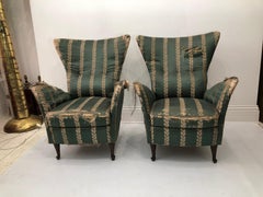 Gio Ponti Attribute Art Deco Italian Lounge Armchairs Hotel Bristol Merano 1950s