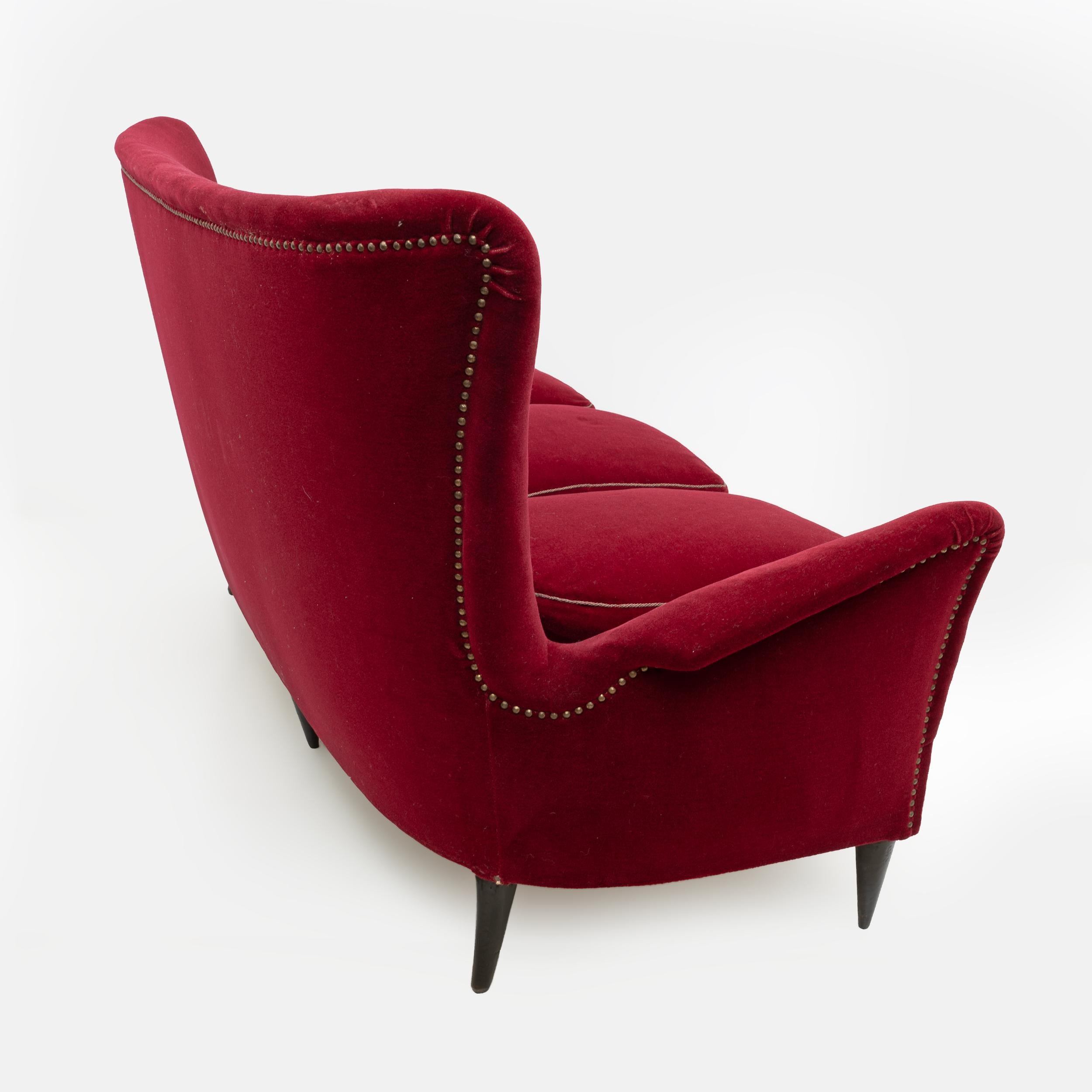 Sofá italiano Gio Ponti Art Dèco del Hotel Bristol Merano, años 50 en Bueno estado para la venta en Puglia, Puglia