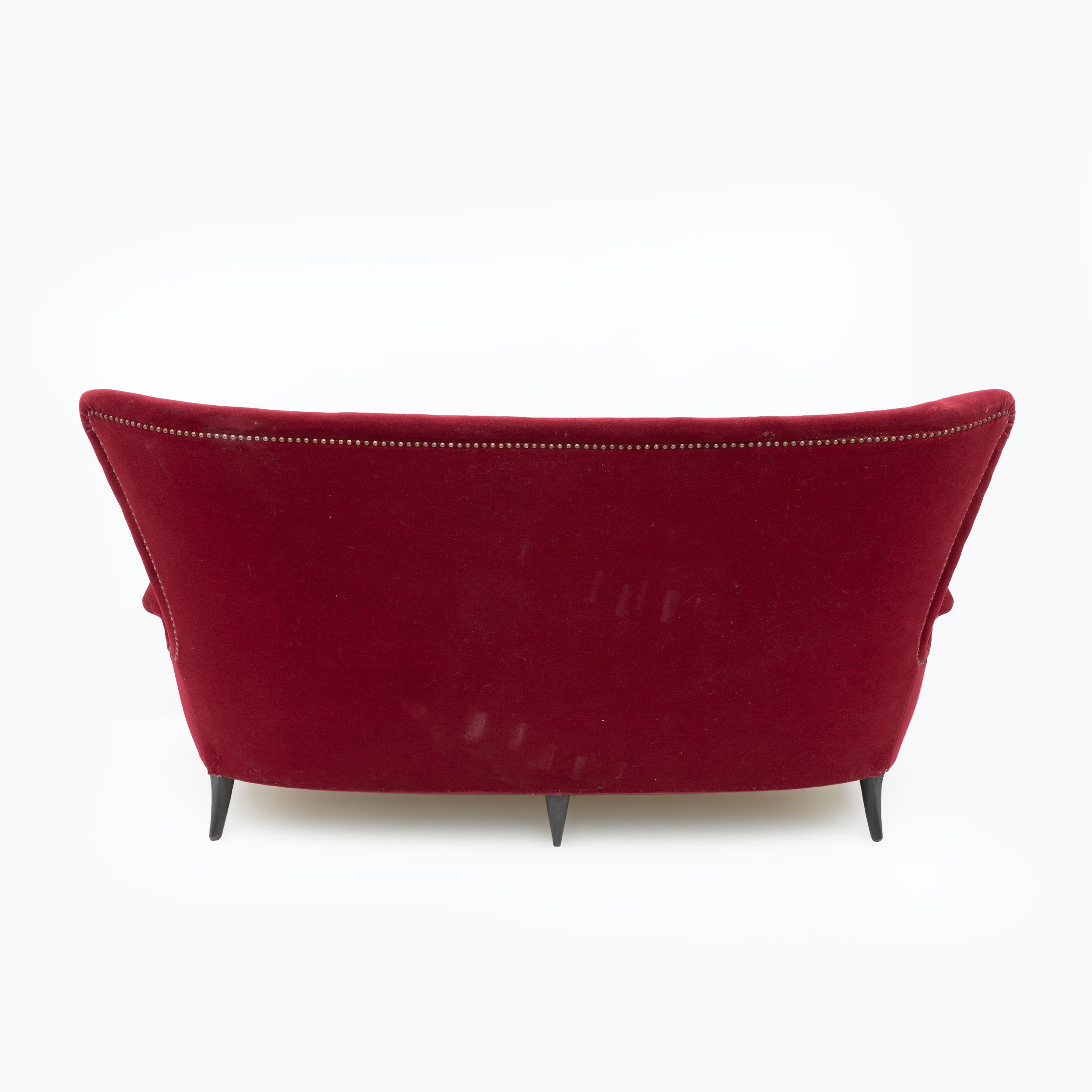 Sofá italiano Gio Ponti Art Dèco del Hotel Bristol Merano, años 50 en venta 1