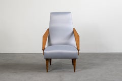Fauteuil en frêne et satin de Gio Ponti pour l'édition Boucher et Fils:: années 1950