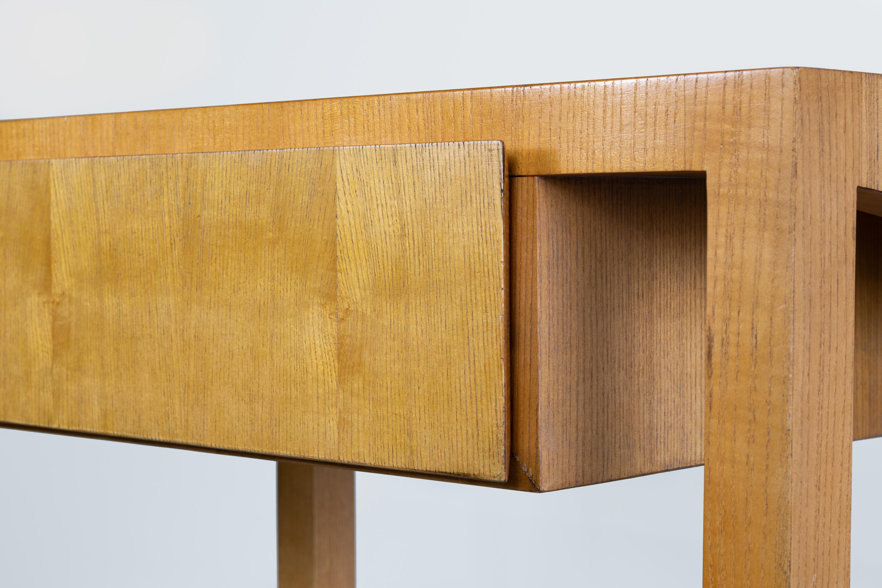 Gio Ponti Ashwood Console Table with Brass Details, 1950s 1