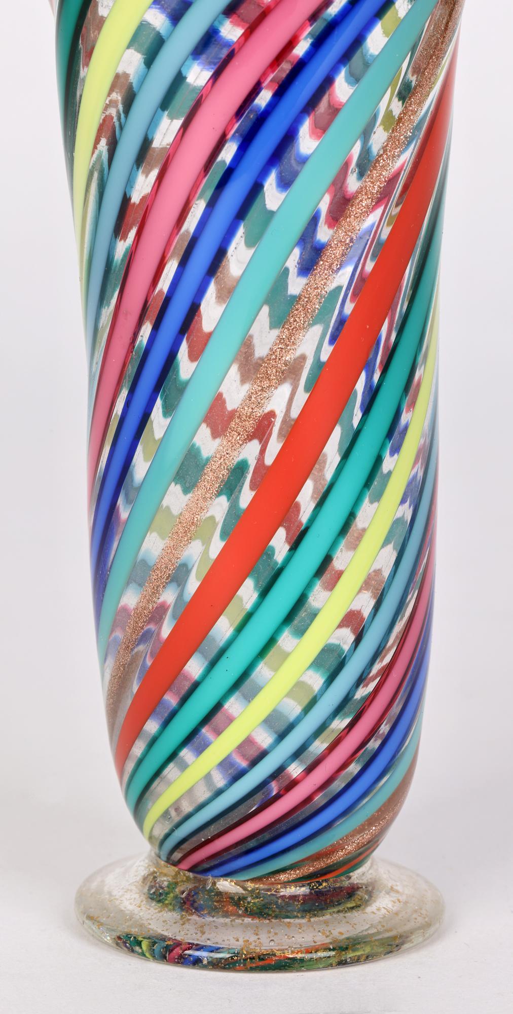 European Gio Ponti Attributed Murano a Canne Art Glass Vase