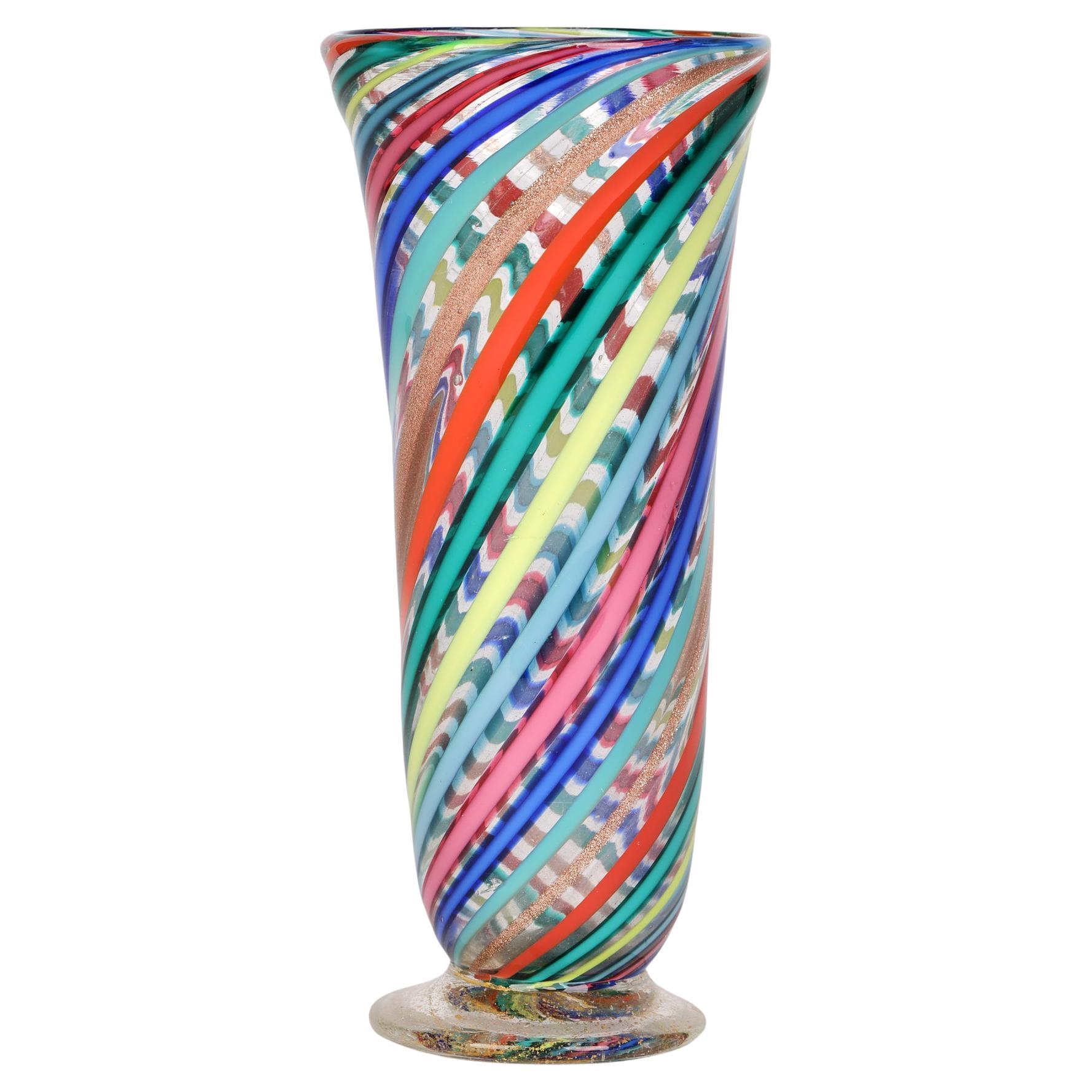Gio Ponti Attributed Murano a Canne Art Glass Vase