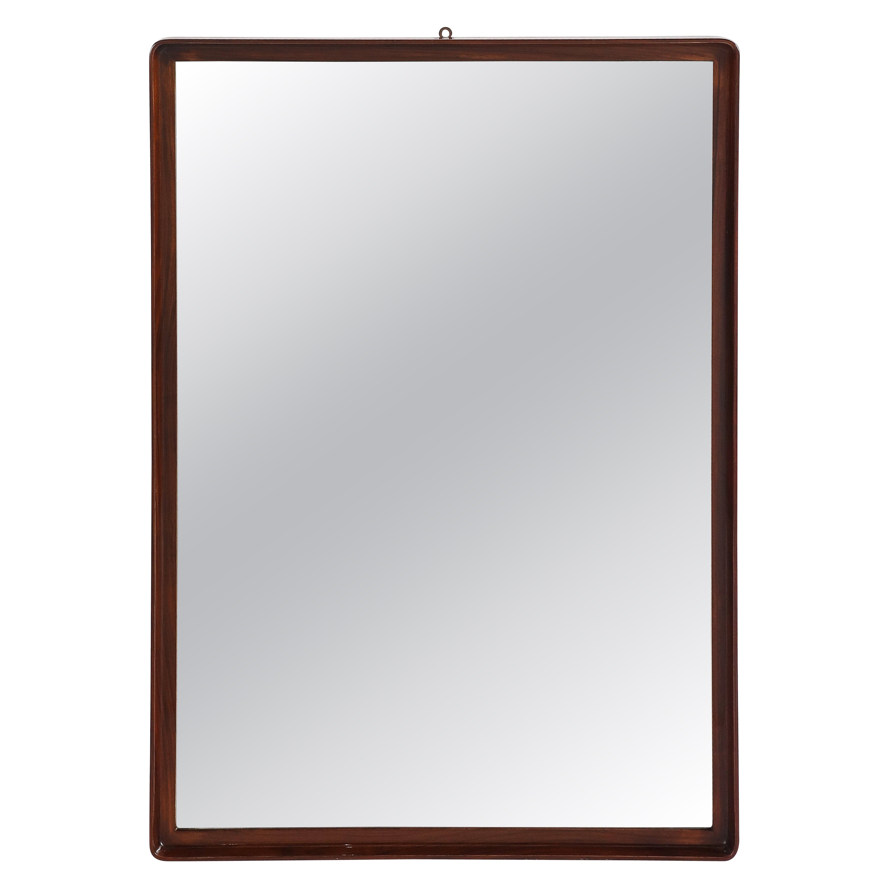 Gio Ponti Att. for Prod. Dassi Walnut Wall Mirror, circa 1950 For Sale