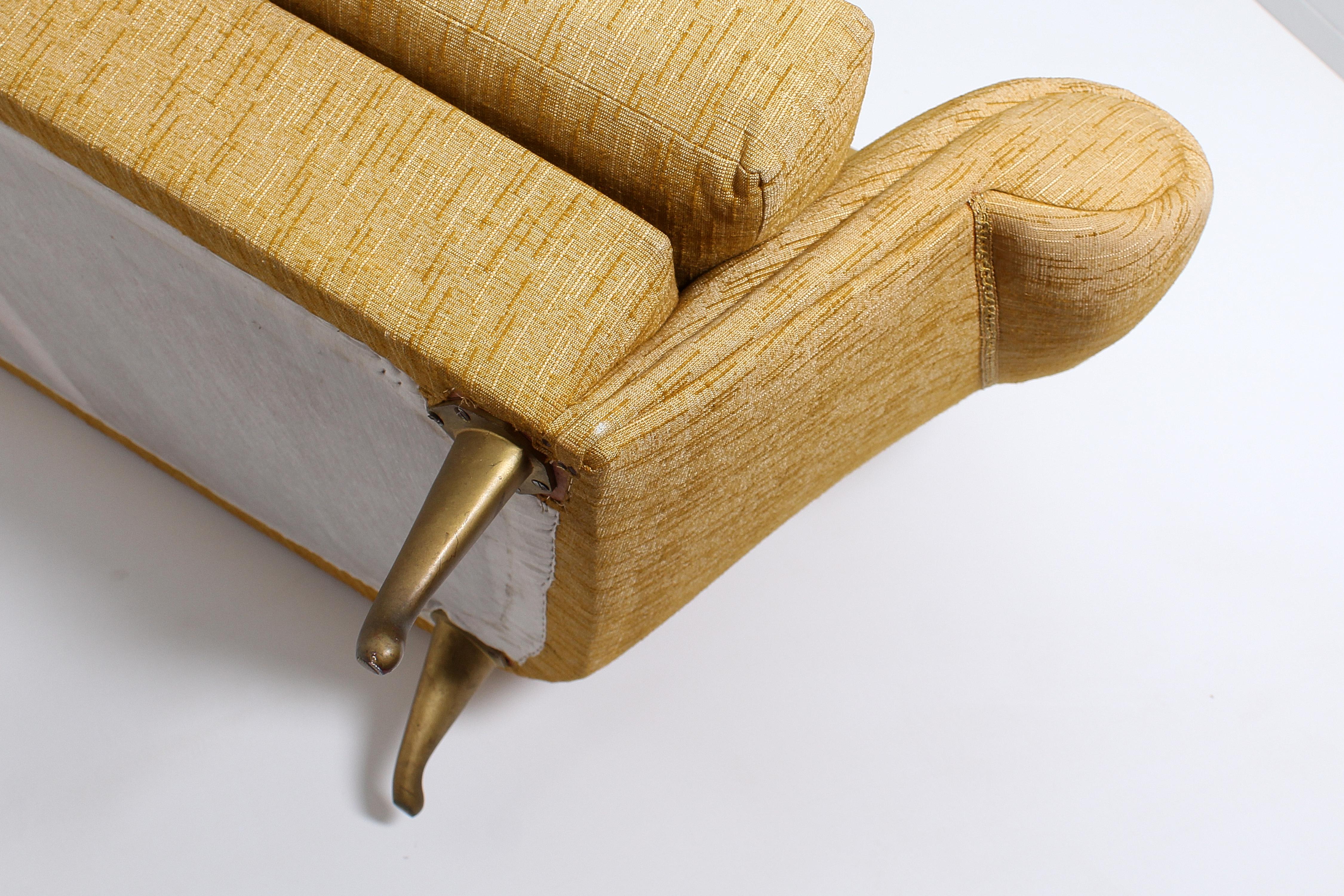 Giò Ponti (attr) für ISA Bergamo Viersitziges Sofa aus Holz und Stoff, Italien, 1950er Jahre im Angebot 7