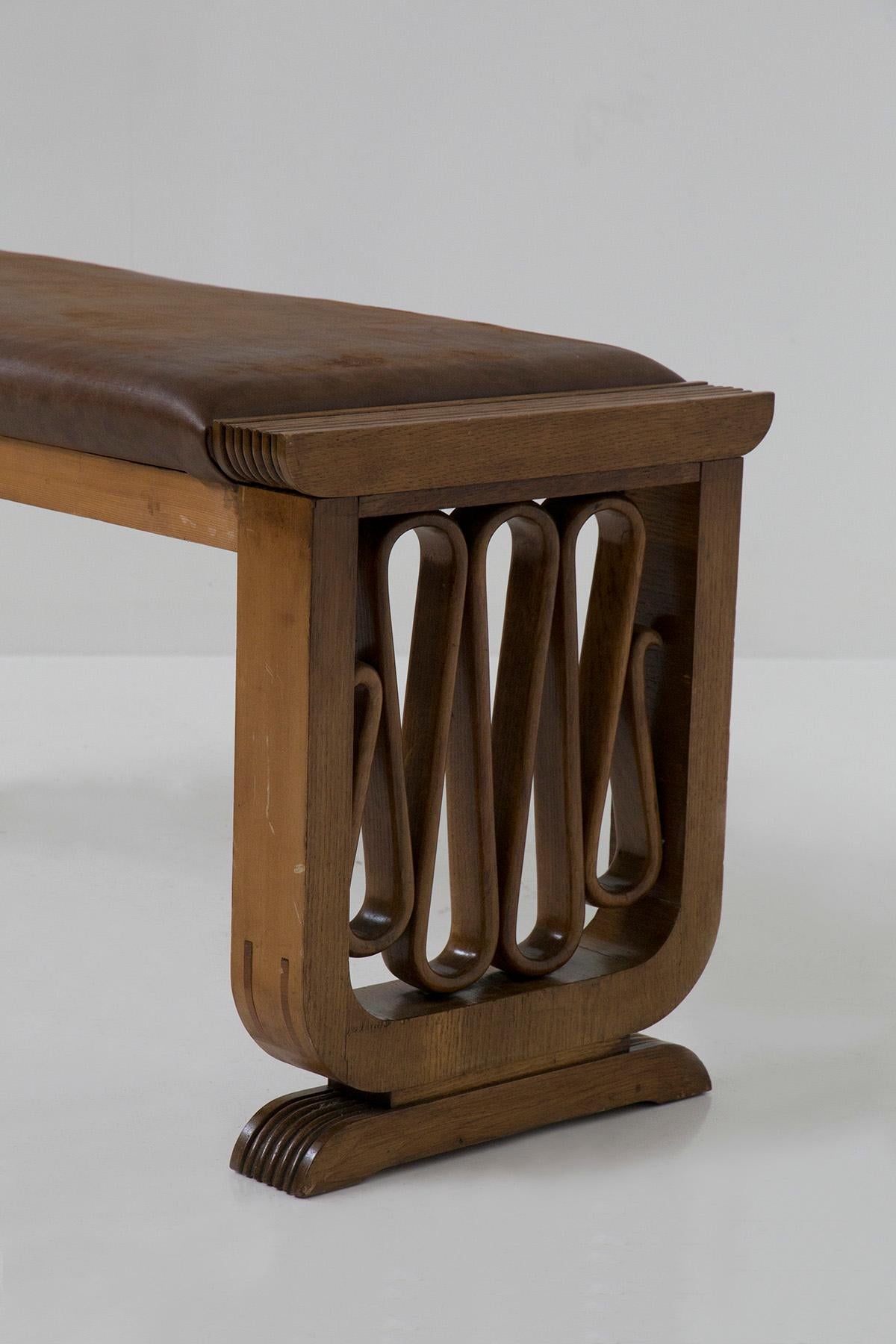 Mid-Century Modern Gio Ponti Attributed., Important Small Bench in Wood to Volute
