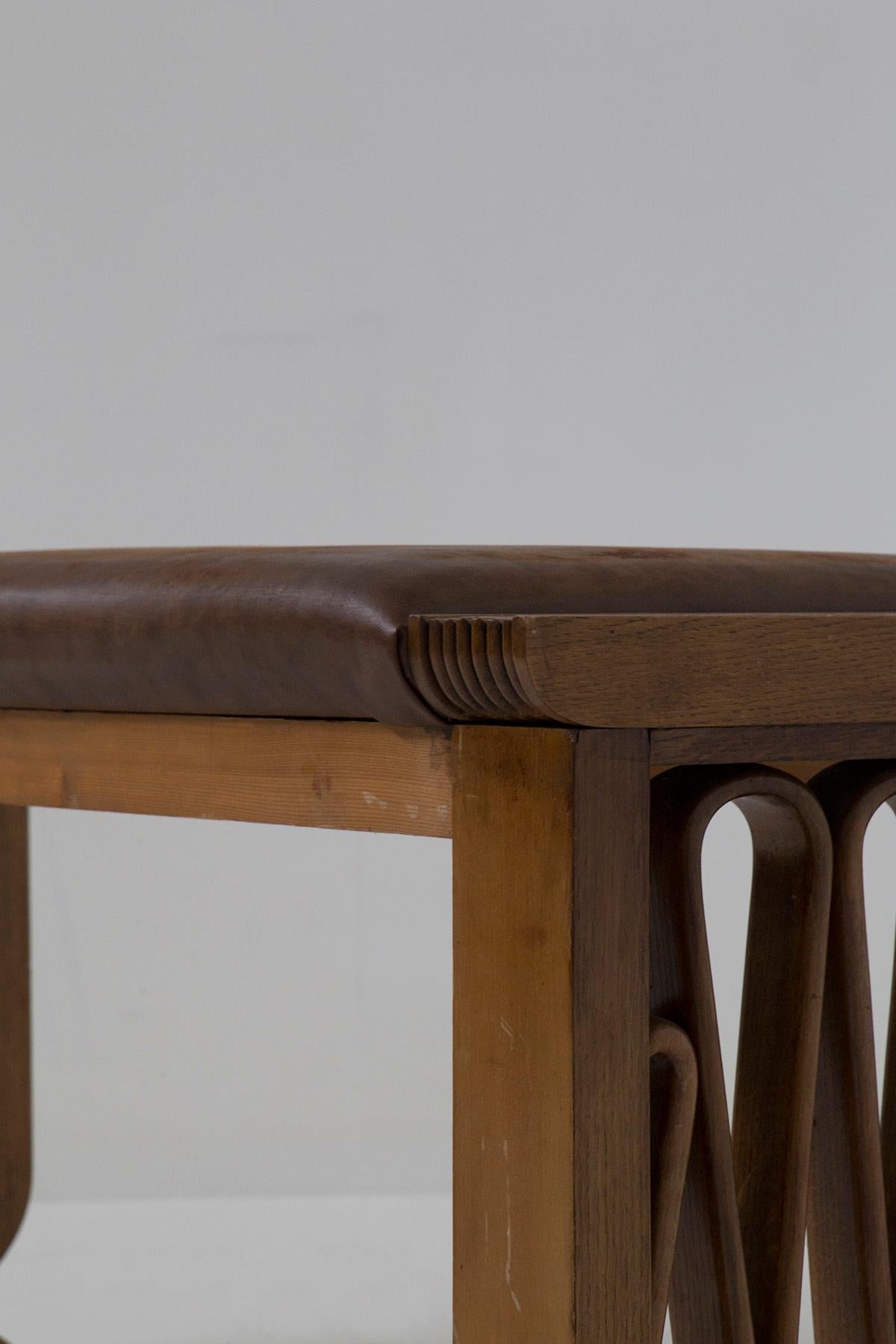 European Gio Ponti Attributed., Important Small Bench in Wood to Volute