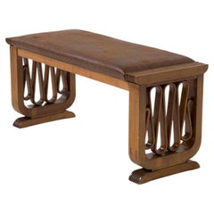 Gio Ponti Attributed., Important Small Bench in Wood to Volute