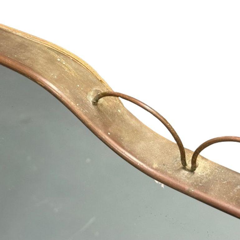 Gio Ponti Attr, Specchio da parete monumentale, ottone, 1950s in vendita 3
