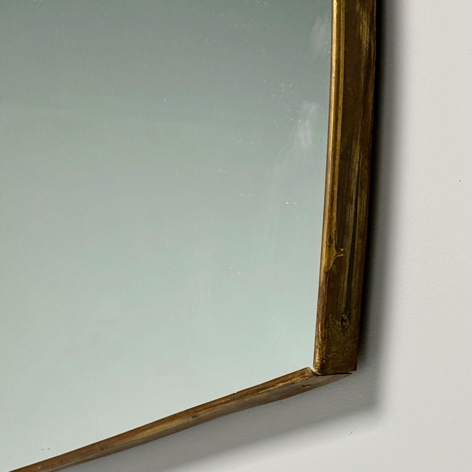 Gio Ponti Attr, Specchio da parete monumentale, ottone, 1950s in vendita 4