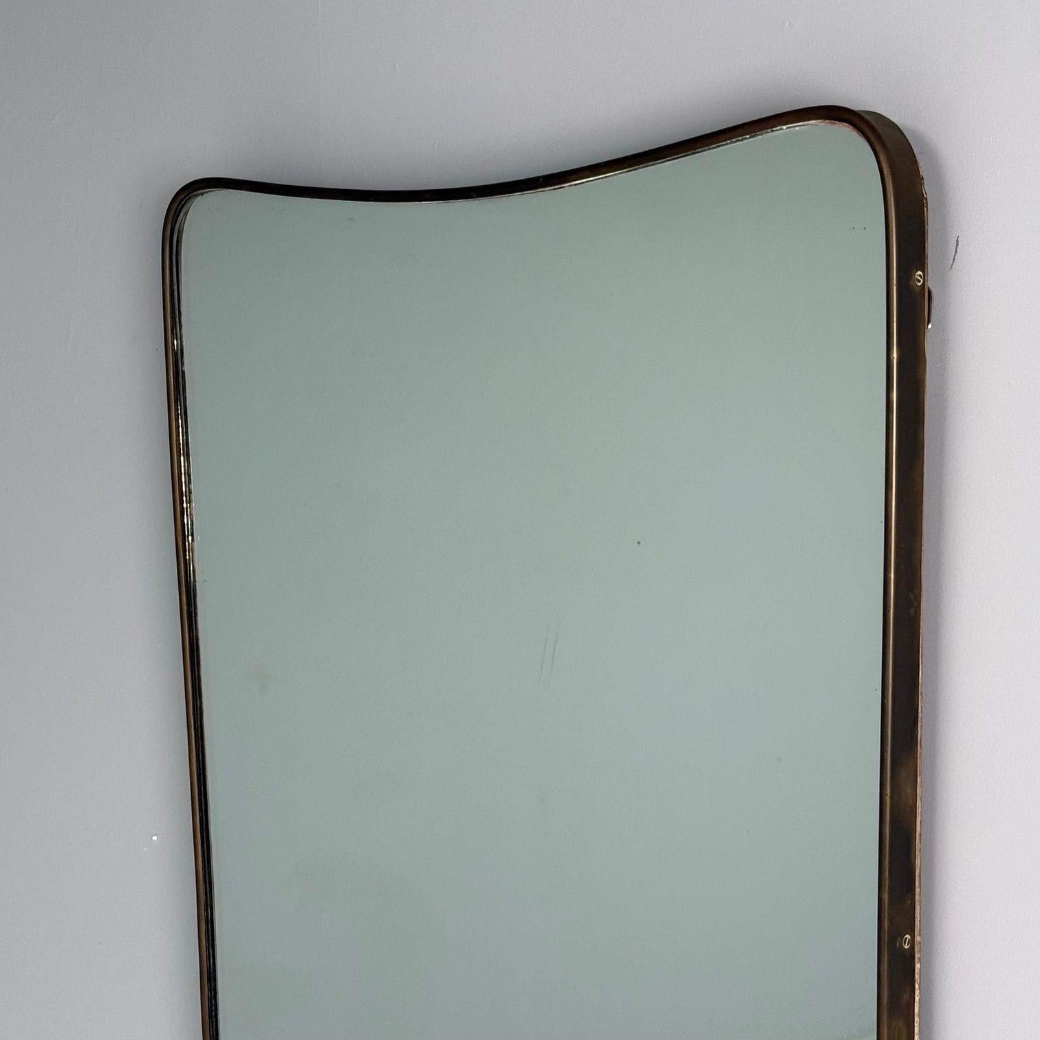 Gio Ponti Style, Italian Mid-Century Modern, Wall Mirror, Brass, Italy, 1950s 1
