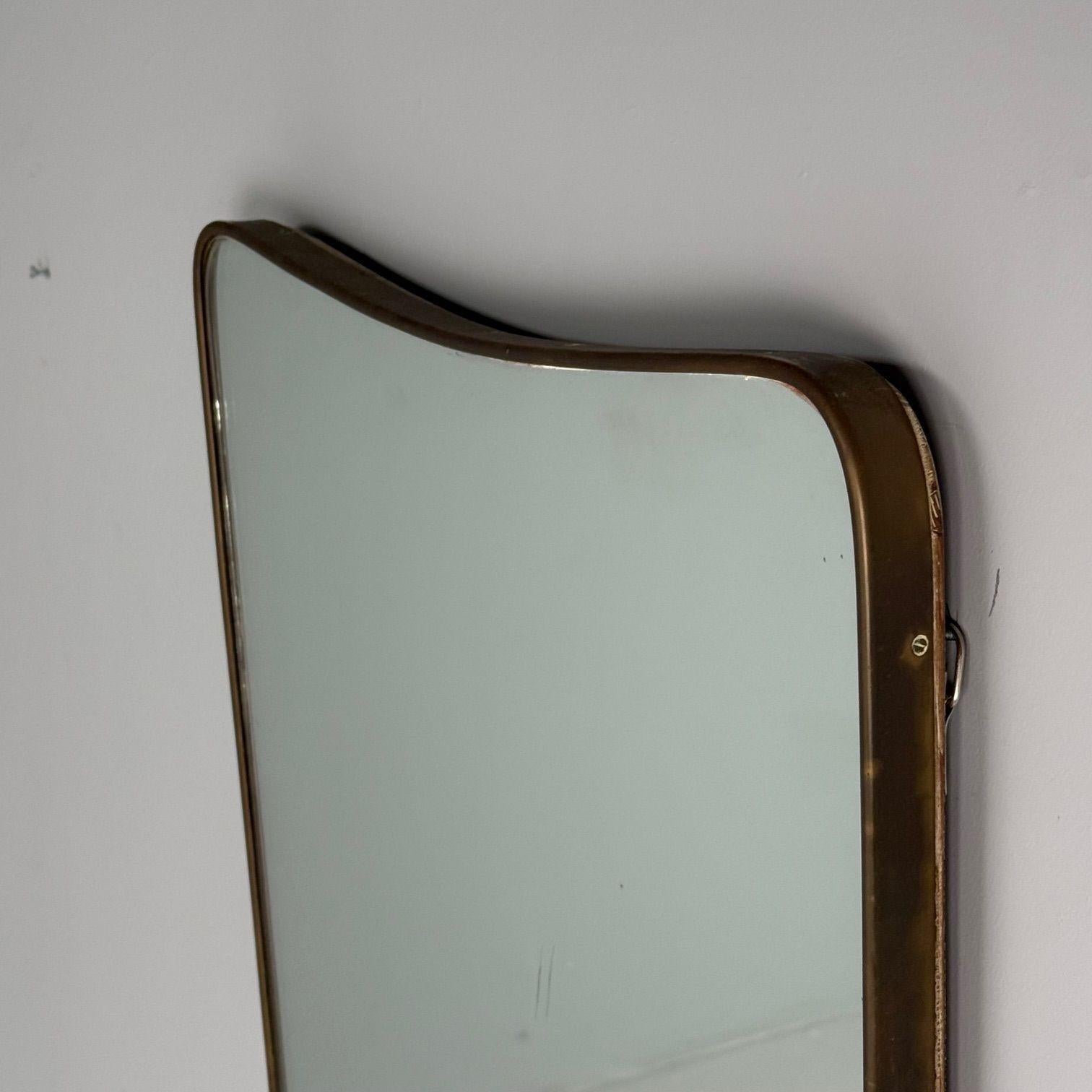 Gio Ponti Style, Italian Mid-Century Modern, Wall Mirror, Brass, Italy, 1950s 2