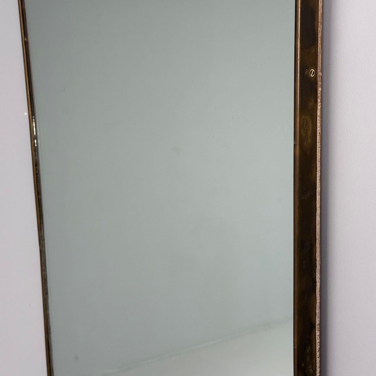 Gio Ponti Style, Italian Mid-Century Modern, Wall Mirror, Brass, Italy, 1950s 3