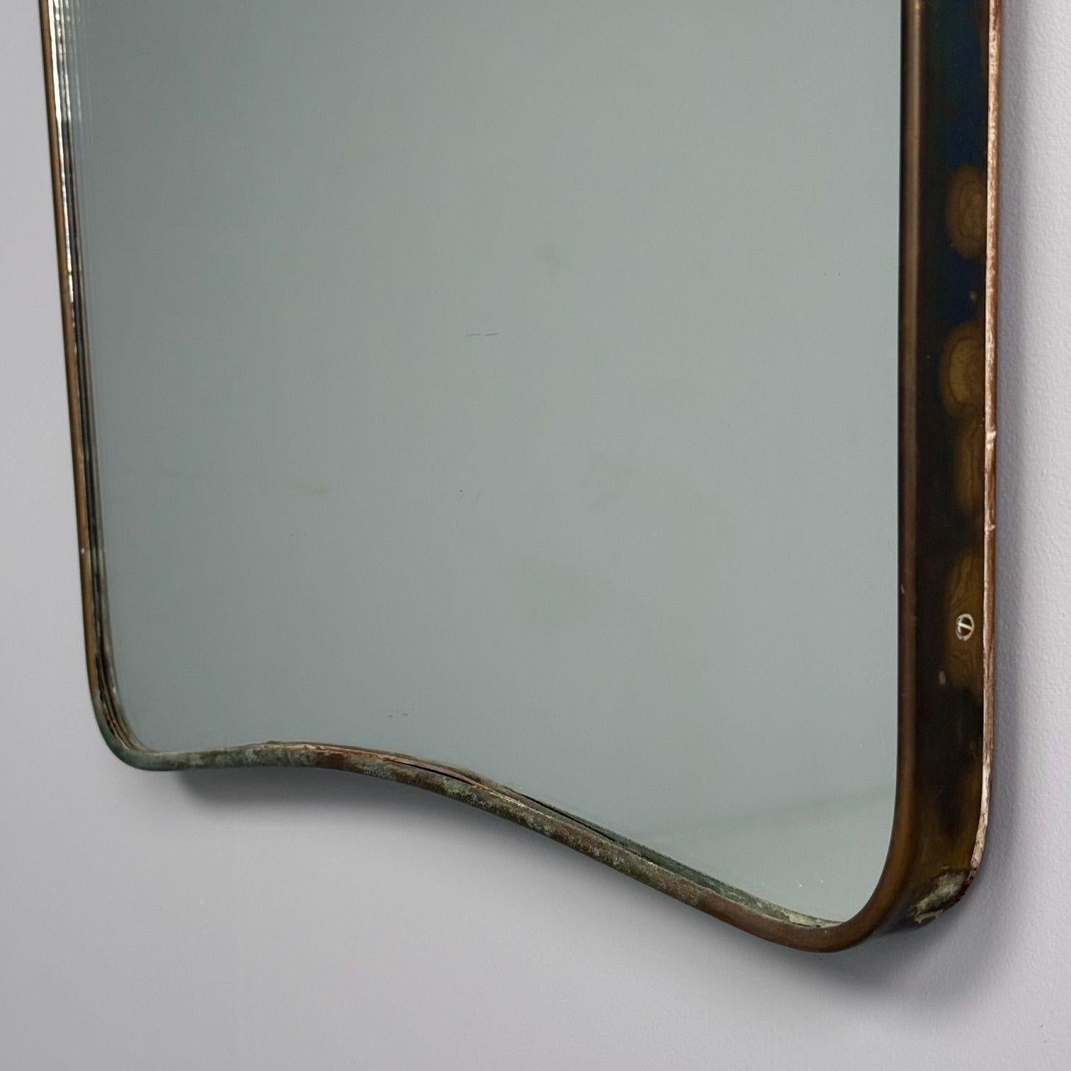 Gio Ponti Style, Italian Mid-Century Modern, Wall Mirror, Brass, Italy, 1950s 4
