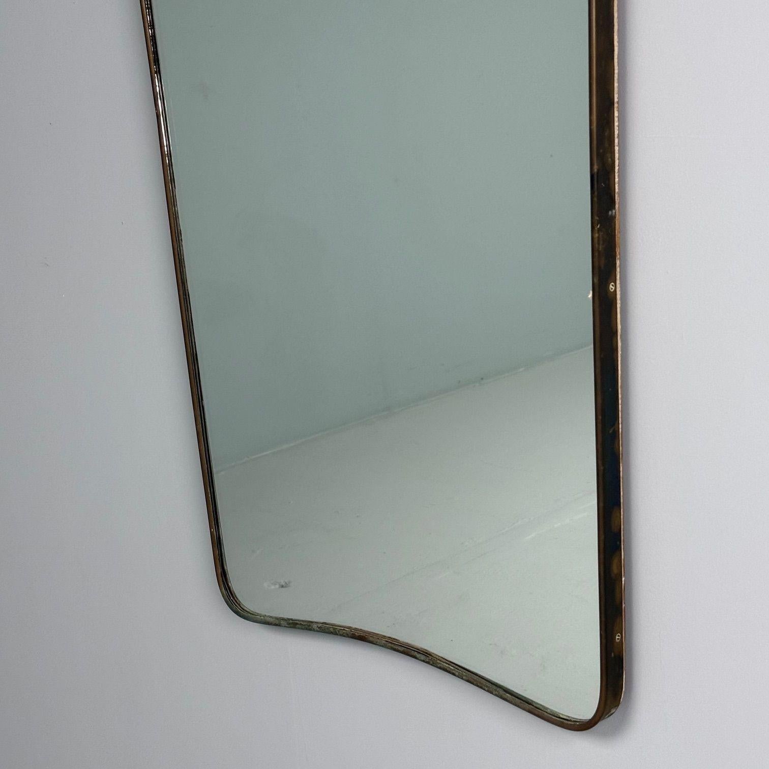Gio Ponti Style, Italian Mid-Century Modern, Wall Mirror, Brass, Italy, 1950s 5