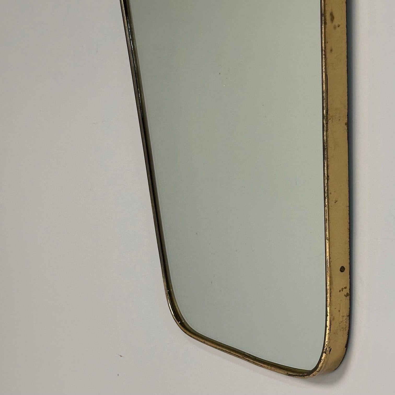Espejo de pared, estilo Gio Ponti, moderno italiano de mediados de siglo, latón patinado, años 50 Italiano en venta