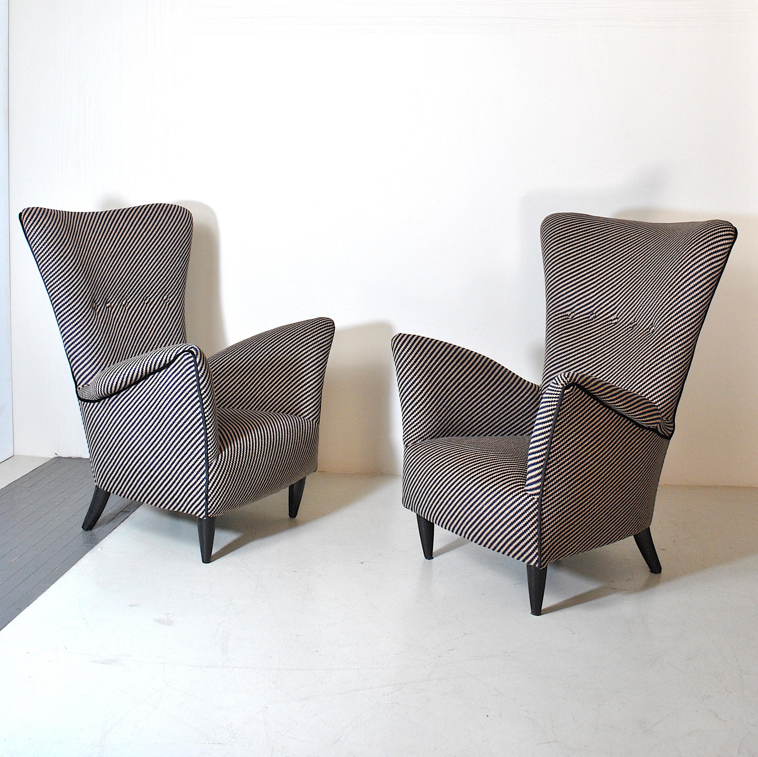 Set of two armchair produced for the Hotel Bristol Merano 1950s design Gio Ponti attr.