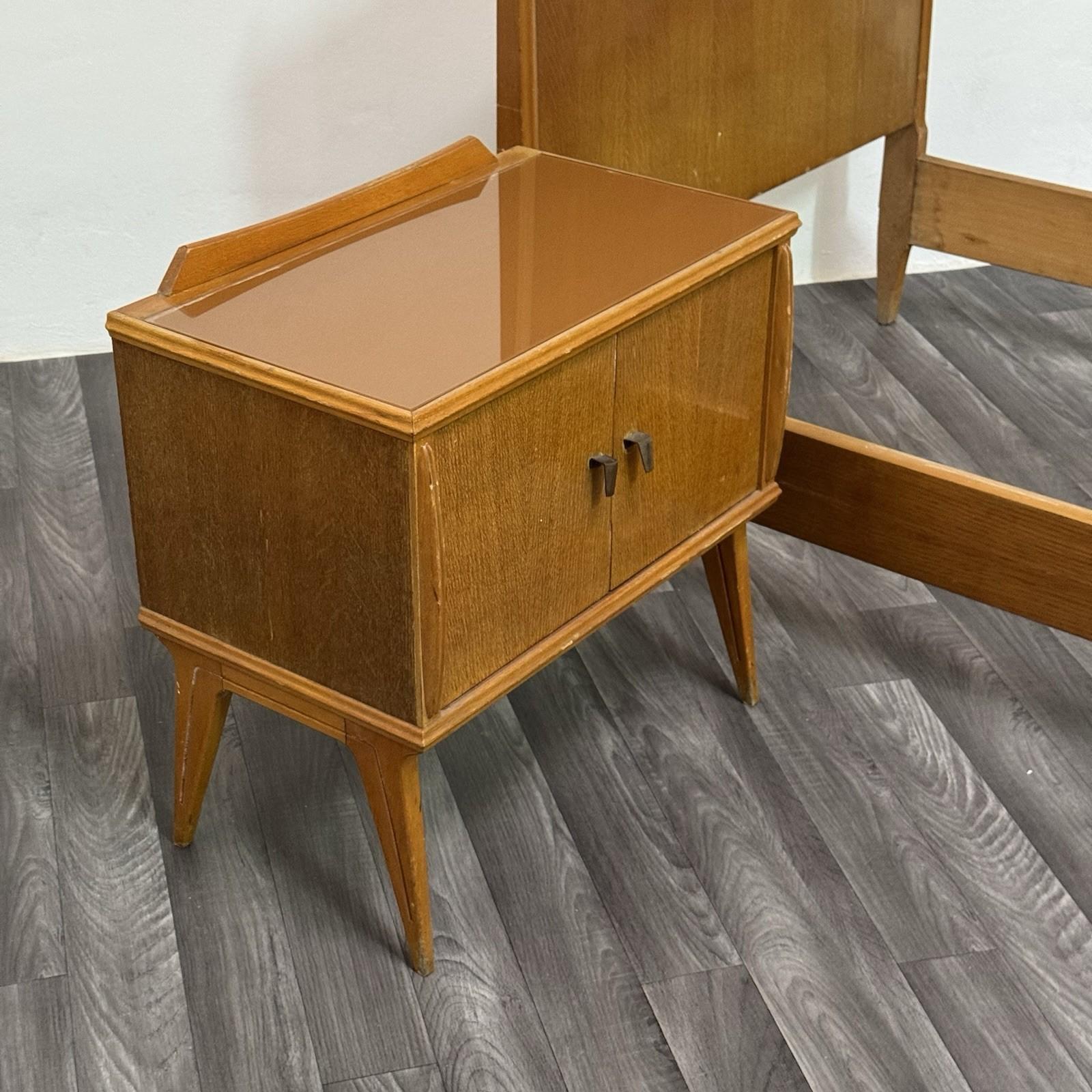 Mid-Century Modern Gio Ponti Attr. Letto Singolo e Comodino Mid-Century Anni 40 Design Modernariato en vente